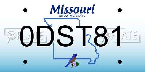 0DST81 Missouri License Plate