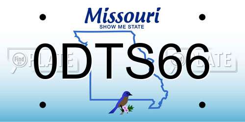 0DTS66 Missouri License Plate