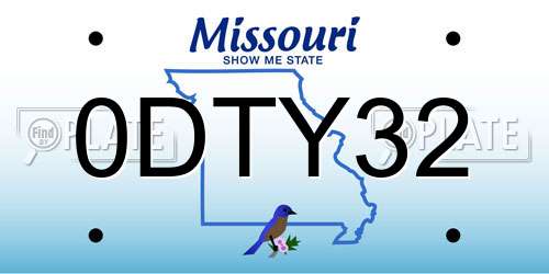 0DTY32 Missouri License Plate