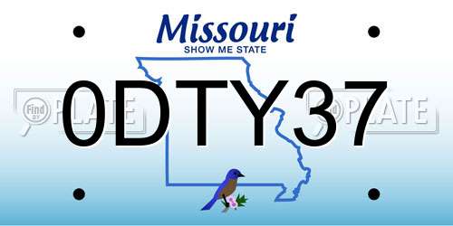 0DTY37 Missouri License Plate