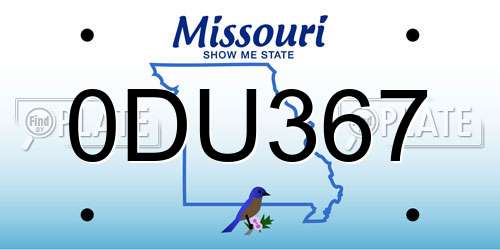 0DU367 Missouri License Plate