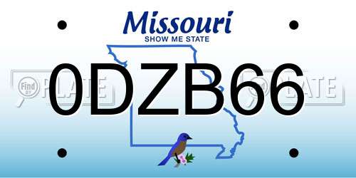 0DZB66 Missouri License Plate