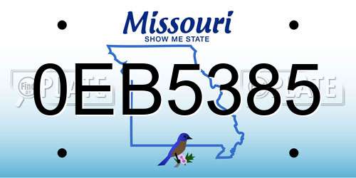 0EB5385 Missouri License Plate
