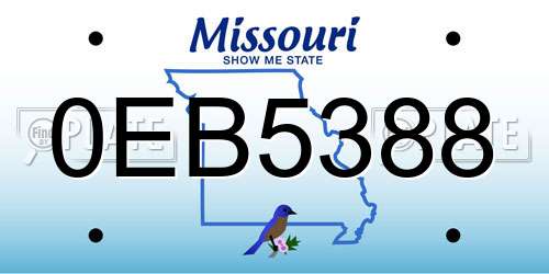 0EB5388 Missouri License Plate