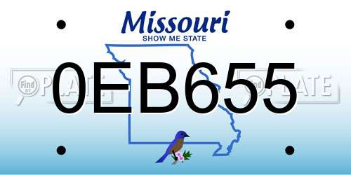 0EB655 Missouri License Plate