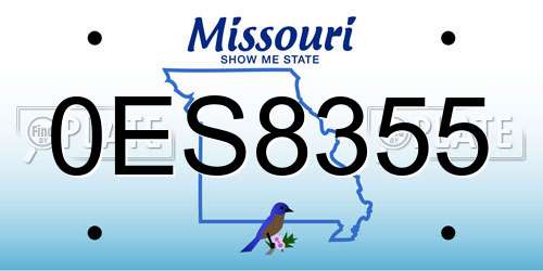 0ES8355 Missouri License Plate