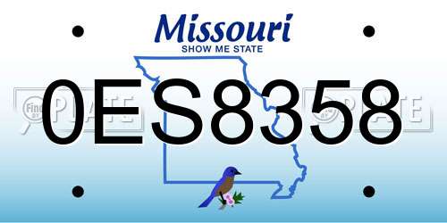 0ES8358 Missouri License Plate