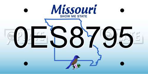 0ES8795 Missouri License Plate
