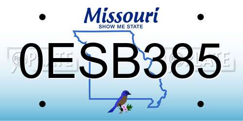 0ESB385 Missouri License Plate
