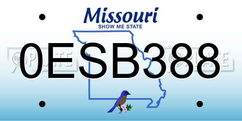 0ESB388 Missouri License Plate