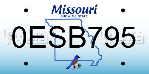 0ESB795 Missouri License Plate