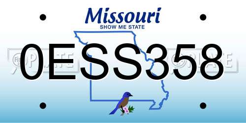 0ESS358 Missouri License Plate