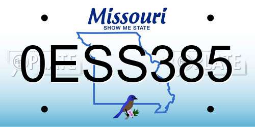 0ESS385 Missouri License Plate