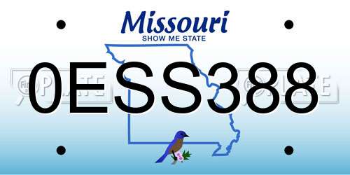0ESS388 Missouri License Plate