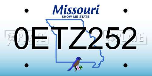 0ETZ252 Missouri License Plate
