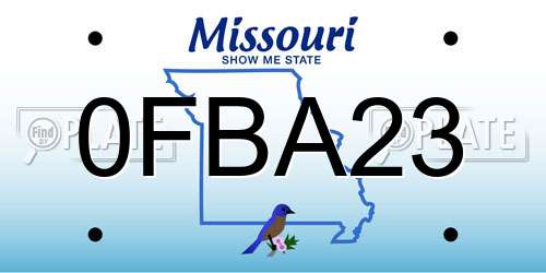 0FBA23 Missouri License Plate