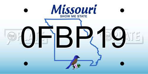 0FBP19 Missouri License Plate