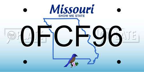 0FCF96 Missouri License Plate