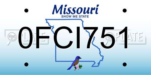 0FCI751 Missouri License Plate