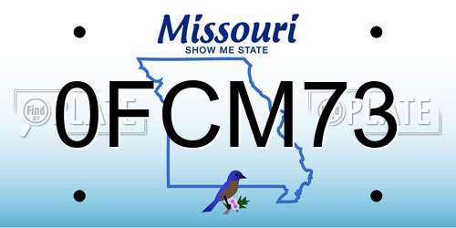 0FCM73 Missouri License Plate