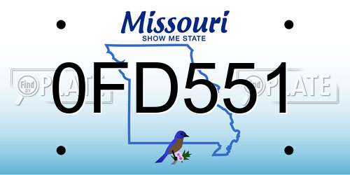 0FD551 Missouri License Plate