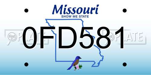 0FD581 Missouri License Plate