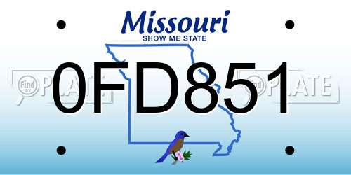 0FD851 Missouri License Plate