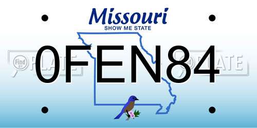 0FEN84 Missouri License Plate