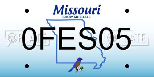 0FES05 Missouri License Plate