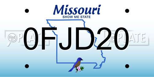 0FJD20 Missouri License Plate
