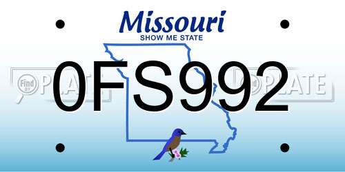 0FS992 Missouri License Plate