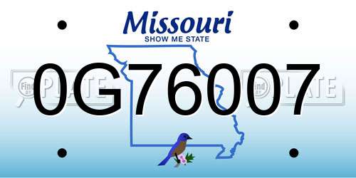 0G76007 Missouri License Plate