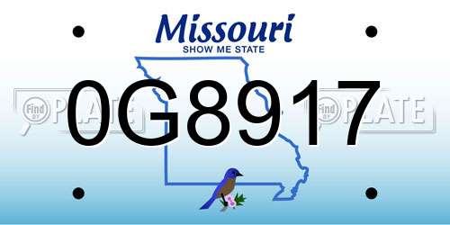 0G8917 Missouri License Plate