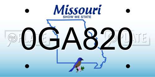 0GA820 Missouri License Plate