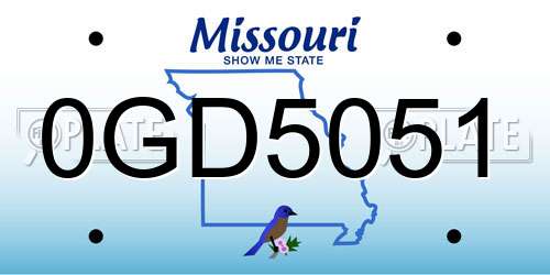 0GD5051 Missouri License Plate