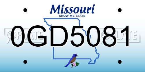 0GD5081 Missouri License Plate