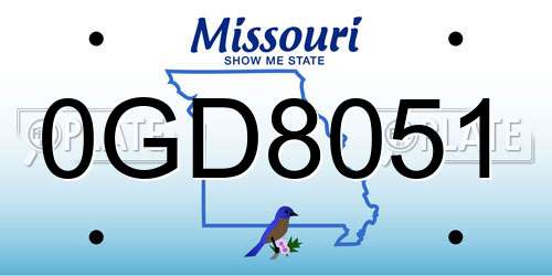0GD8051 Missouri License Plate