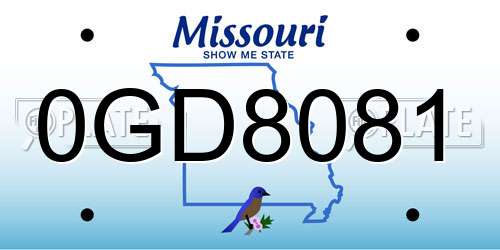 0GD8081 Missouri License Plate