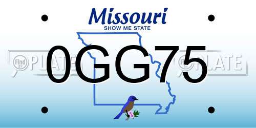 0GG75 Missouri License Plate