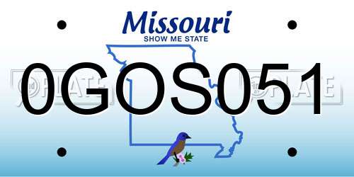0GOS051 Missouri License Plate