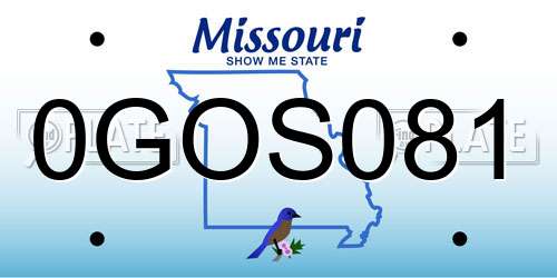 0GOS081 Missouri License Plate