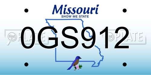0GS912 Missouri License Plate