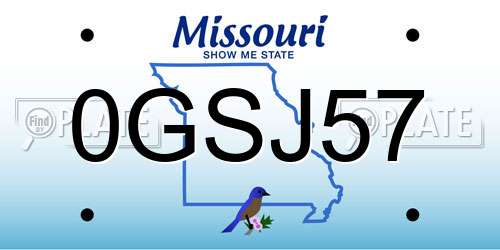 0GSJ57 Missouri License Plate