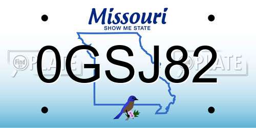 0GSJ82 Missouri License Plate