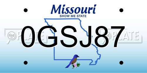 0GSJ87 Missouri License Plate