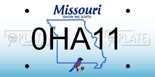 0HA11 Missouri License Plate