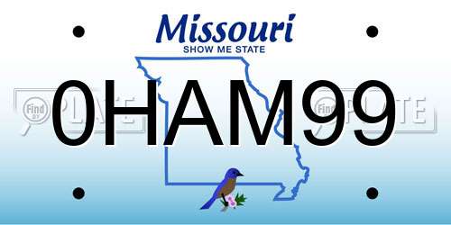 0HAM99 Missouri License Plate
