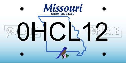 0HCL12 Missouri License Plate