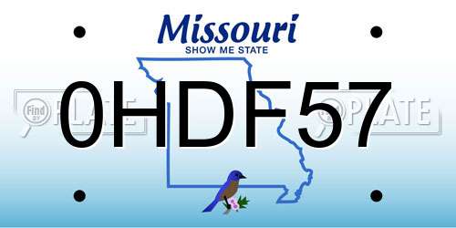 0HDF57 Missouri License Plate