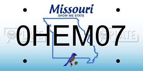 0HEM07 Missouri License Plate